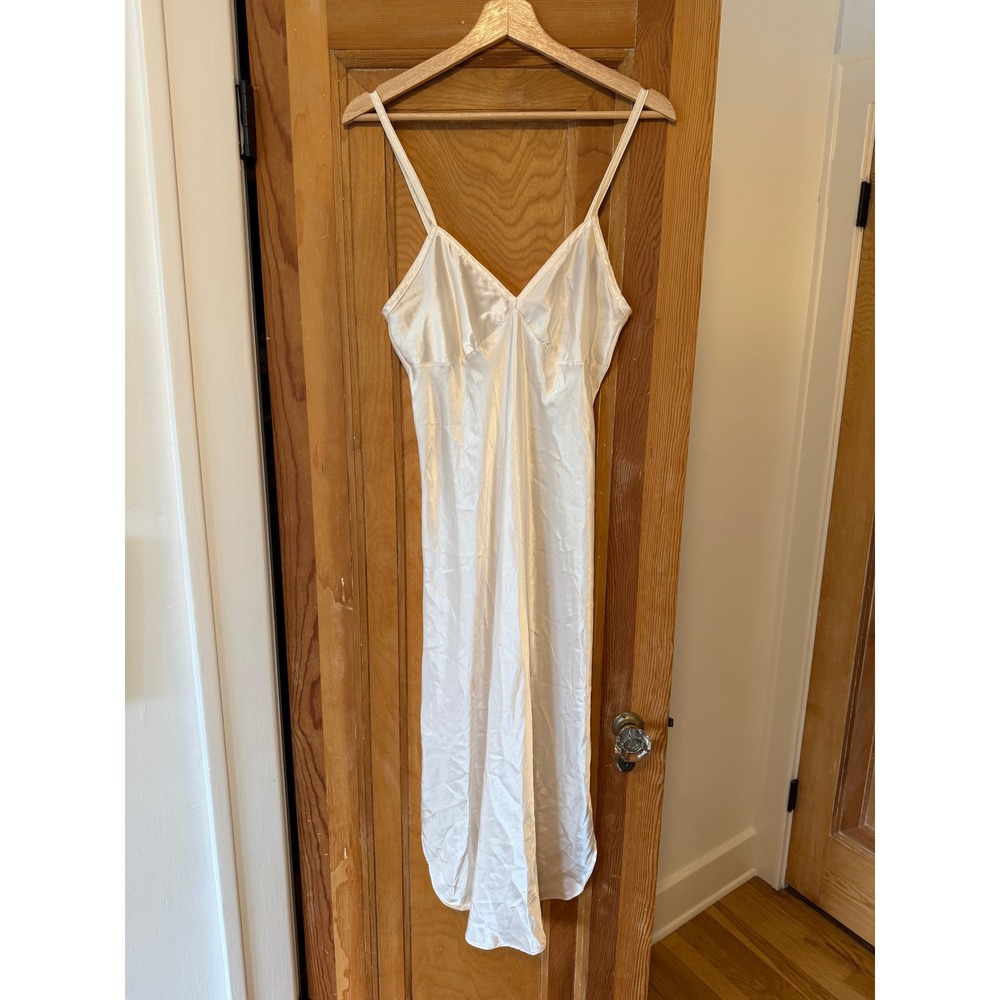 Vintage Cypress Ivory Satin Slip Dress Nightgown Bridal Made in USA Small